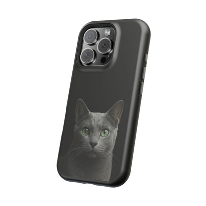 Russian Blue Cat Phone Case — Magnetic Impact-Resistant iPhone Cover