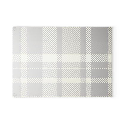 Plaid Glass Cutting Board — Neutral Buffalo Check Kitchen Board
