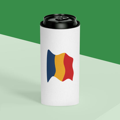 Romania Flag Can Cooler – Insulated Beer Koozie (Waving Tricolor)