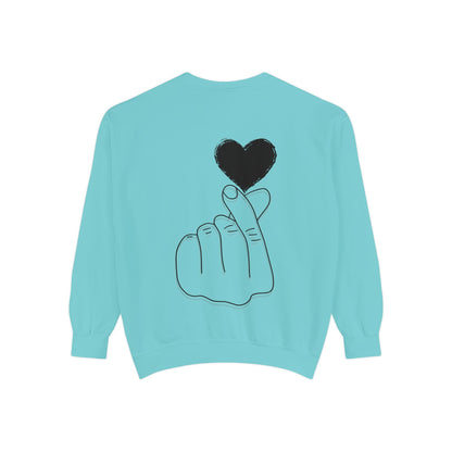 Unisex Garment-Dyed Sweatshirt with Heart Design - Cozy & Stylish