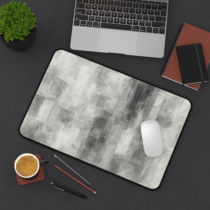 Abstract Gray Brushstroke Desk Mat | Neutral Modern Desk Pad