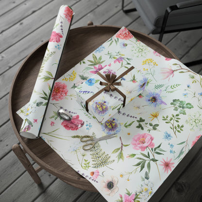 Floral Peony Wrapping Paper Roll — Watercolor Garden Gift Wrap for Mother's Day & Spring Celebrations