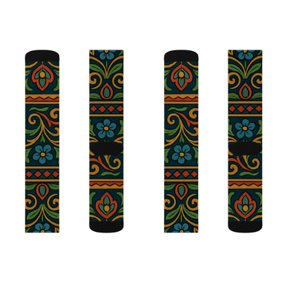 Victorian Floral Tile Sublimation Socks | Patterned Crew Socks - TRV