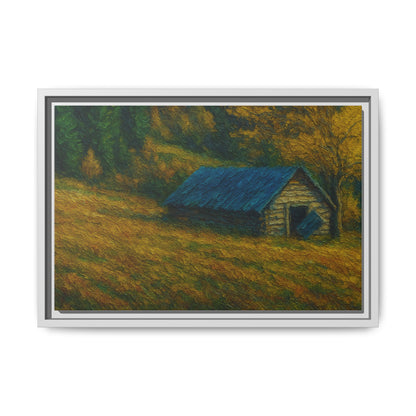 Framed Matte Canvas Print, Rustic Artwork, Farmhouse Decor, Nature Wall Art, Gift for Home, Autumn Decor, Landscape Painting