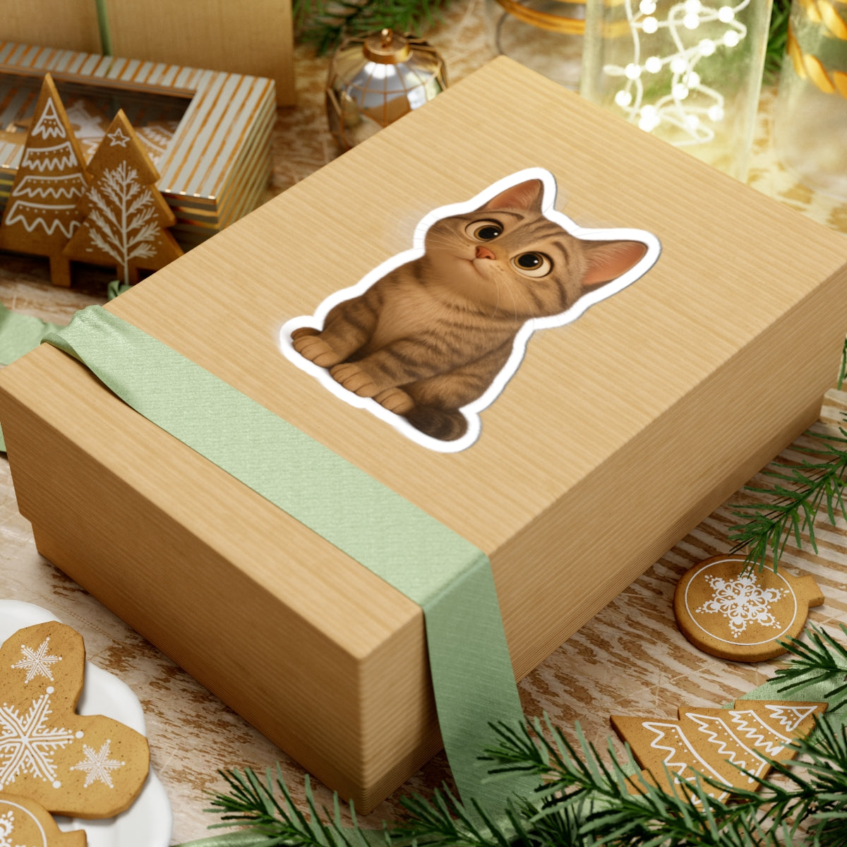 Adorable Cat Kiss-Cut Stickers, Cute Cat Decor, Pet Lover Gifts, Laptop Stickers, Kids' Room Decor - TRV