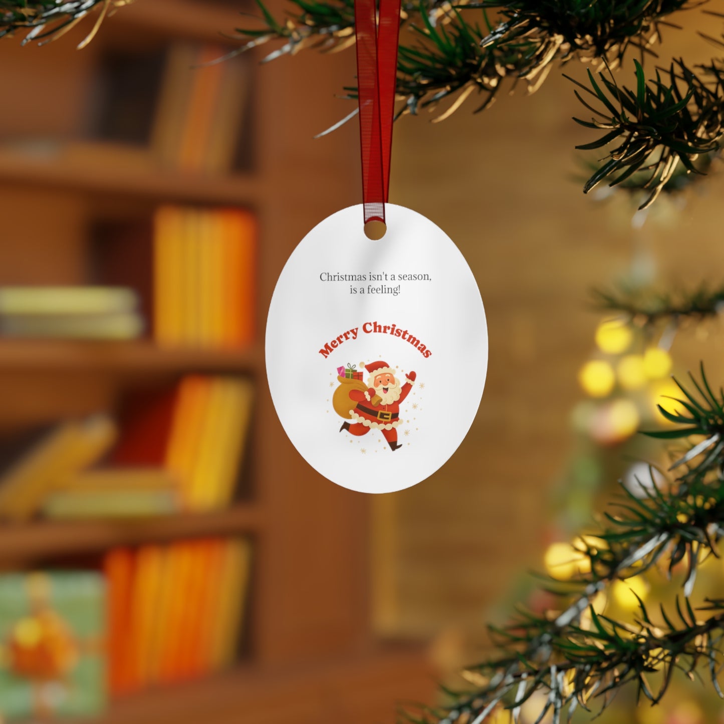 Merry Christmas Santa with Sack metal ornament | Bell shaped holiday decoration