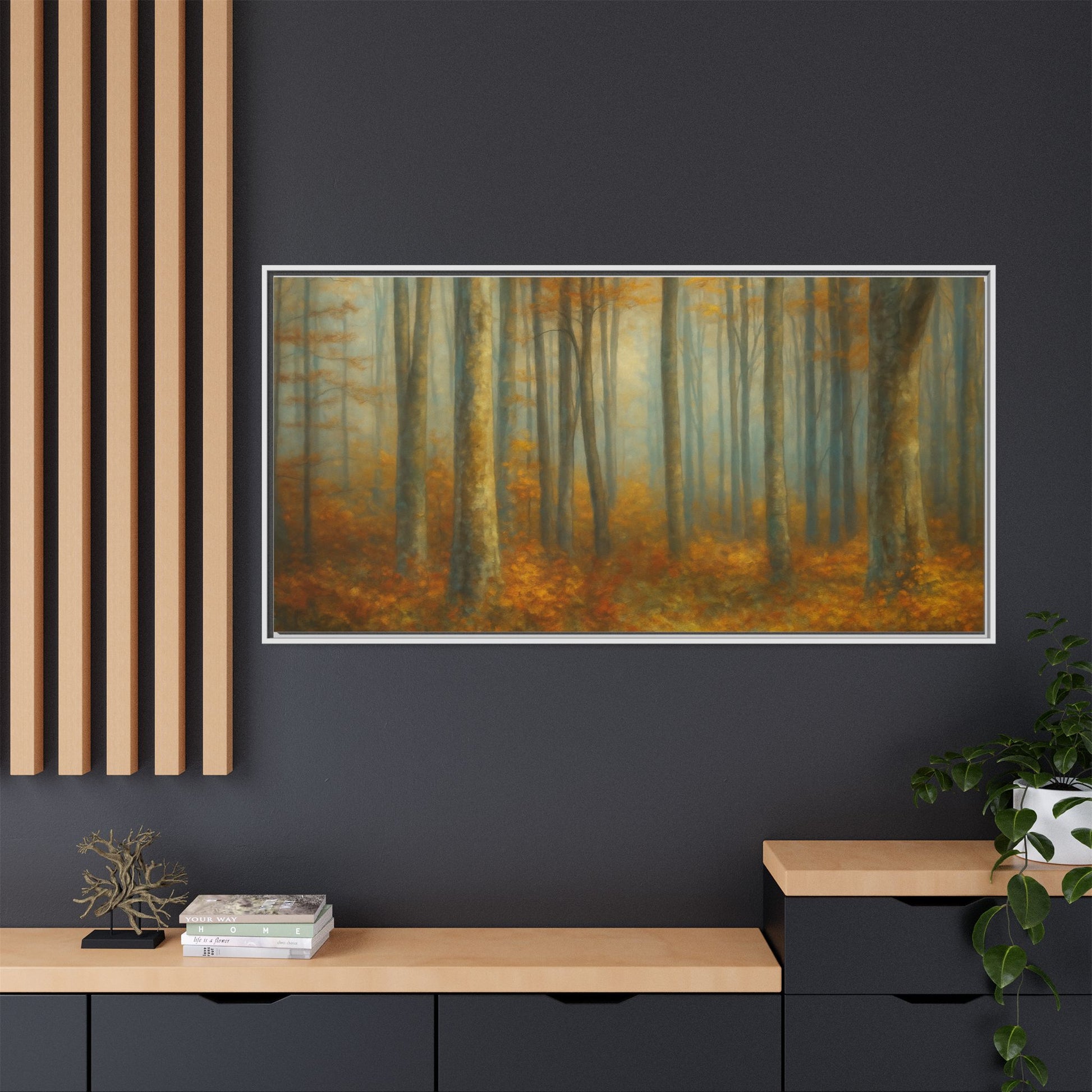 Autumn Forest Canvas Art, Framed Wall Decor, Rustic Home Decor, Nature Artwork, Gift for Nature Lovers - TRV