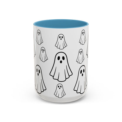 Cute Ghost Accent Coffee Mug, Halloween Mug, Spooky Drinkware, Gift for Ghost Lovers, Seasonal Decor, Unique Coffee Cup - TRV