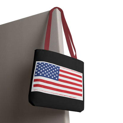 Patriotic Tote Bag, American Flag Carryall, Beach Bag, Reusable Shopping Tote, Independence Day Gift - TRV