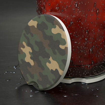 Camouflage Soapstone Car Coaster — Camo Cup Holder Drink Mat