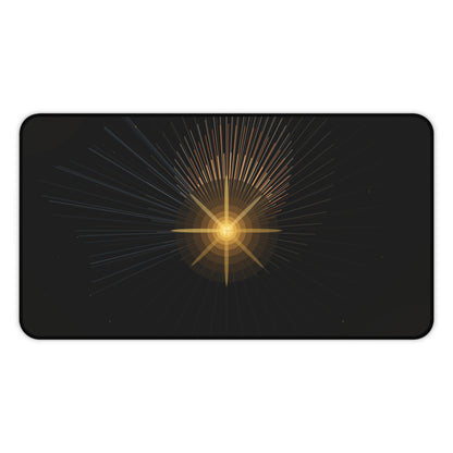 Golden Starburst Desk Mat | Celestial Radiant Light Mousepad - TRV
