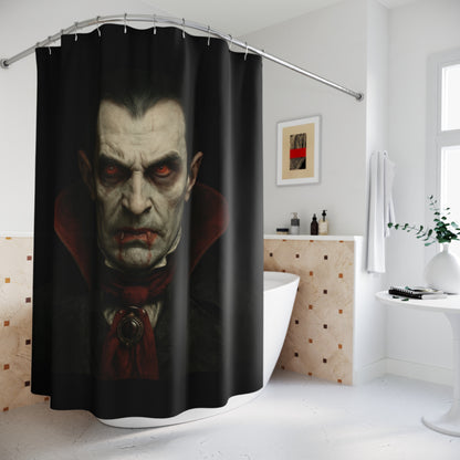 Vampire Portrait Shower Curtain — Gothic Horror Bathroom Decor