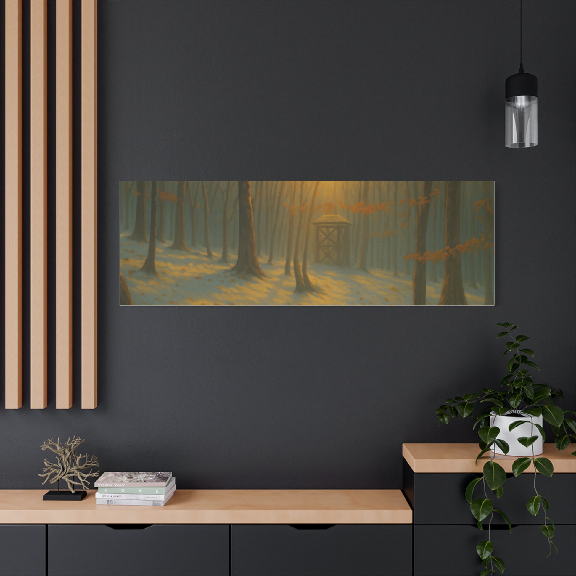 Matte Canvas Wall Art, Scenic Nature Print, Calm Forest Decor, Cozy Home Aesthetic, Autumn Landscape, Gift for Nature Lovers - TRV