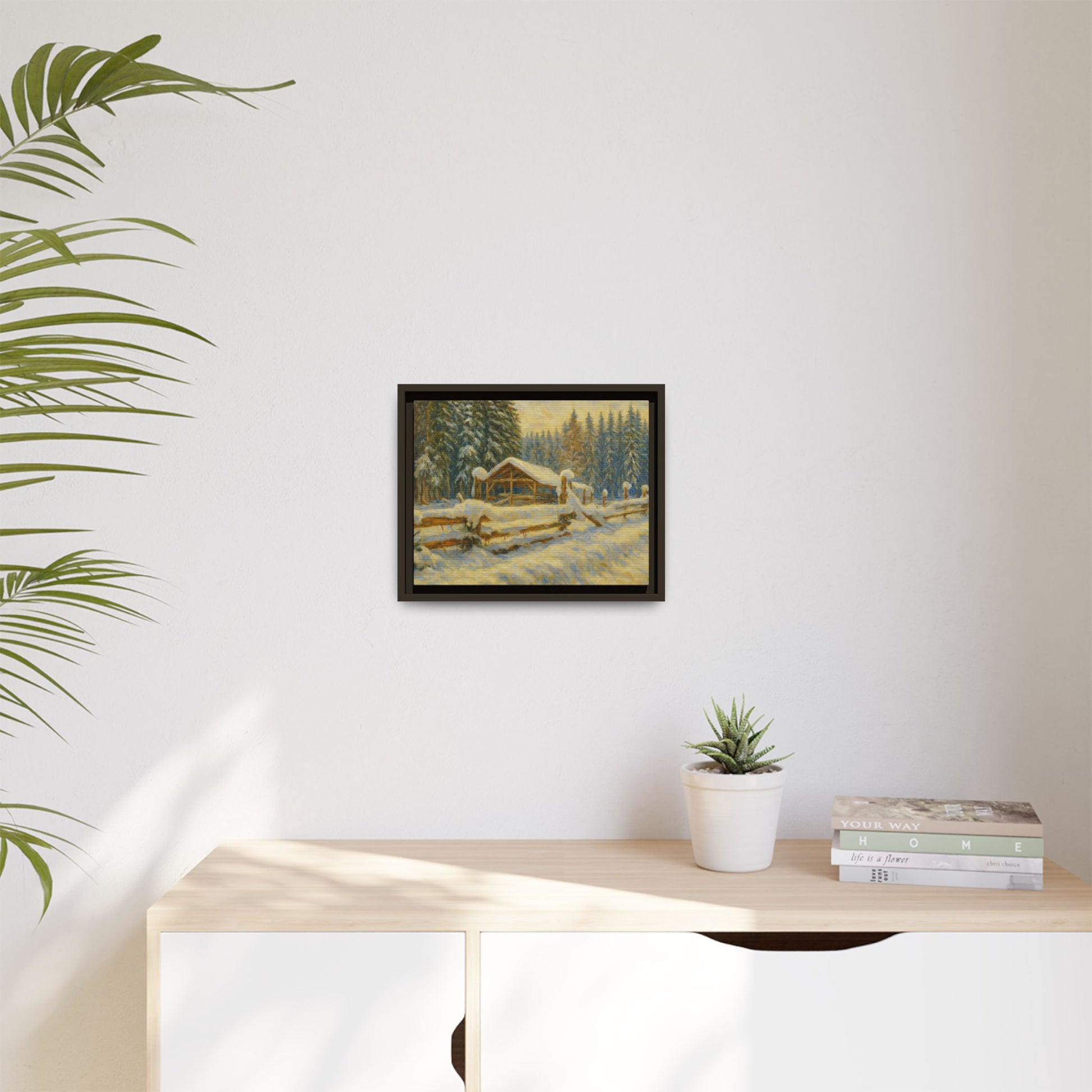 Winter Landscape Framed Canvas Art | Cozy Home Decor | Wall Art for Living Room, Bedroom, Holiday Gift, Rustic Vibes, Art Print - TRV