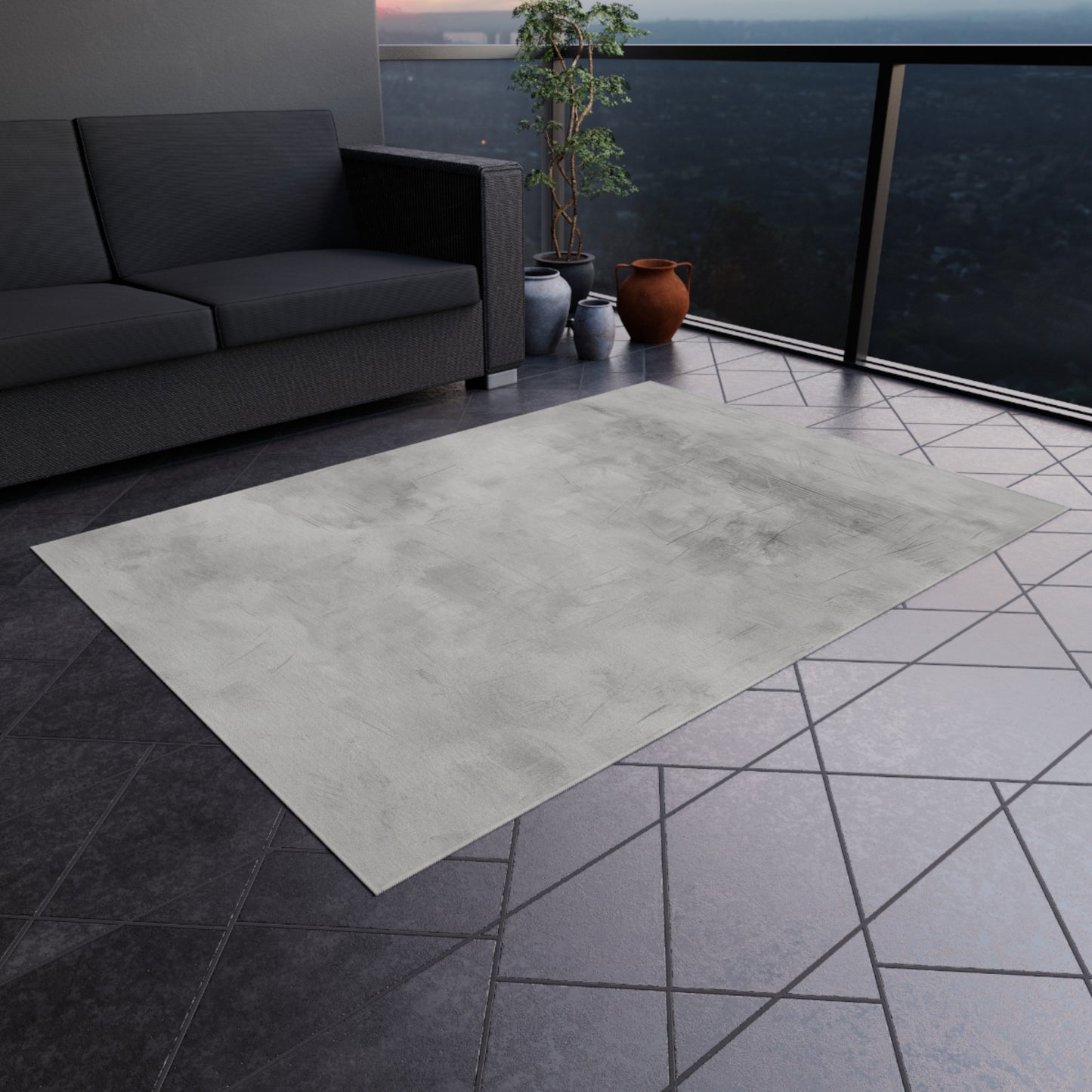 Stylish Outdoor Rug for Patios, Decks, and Gardens | Modern Gray Area Rug, Indoor-Outdoor Flooring, Home Decor - TRV