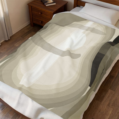 Abstract neutral shapes velveteen plush blanket featuring modern minimalist art with soft, plush velveteen fabric and all-over print design.