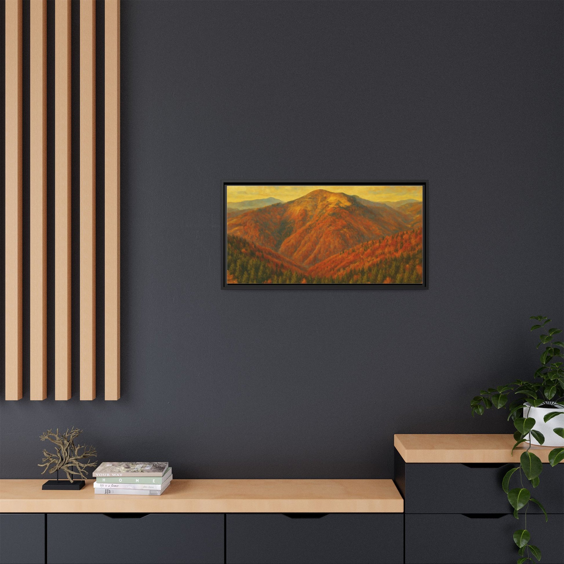 Autumn Landscape Wall Art, Cozy Home Decor, Nature Print, Framed Canvas, Fall Decorations, Gift Idea for Art Lovers - TRV