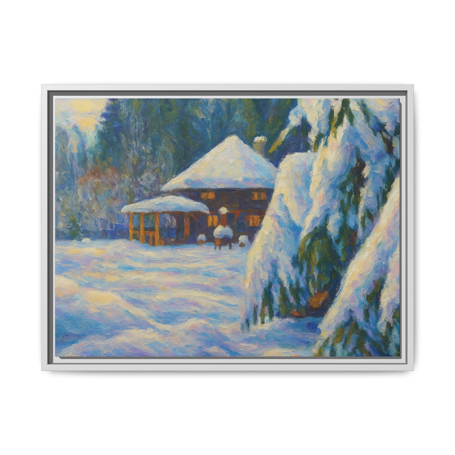 Canvas Art, Winter Scene Home Decor, Seasonal Gift for Art Lovers, Holidays Wall Art, Framed Painting, Matte Print - TRV