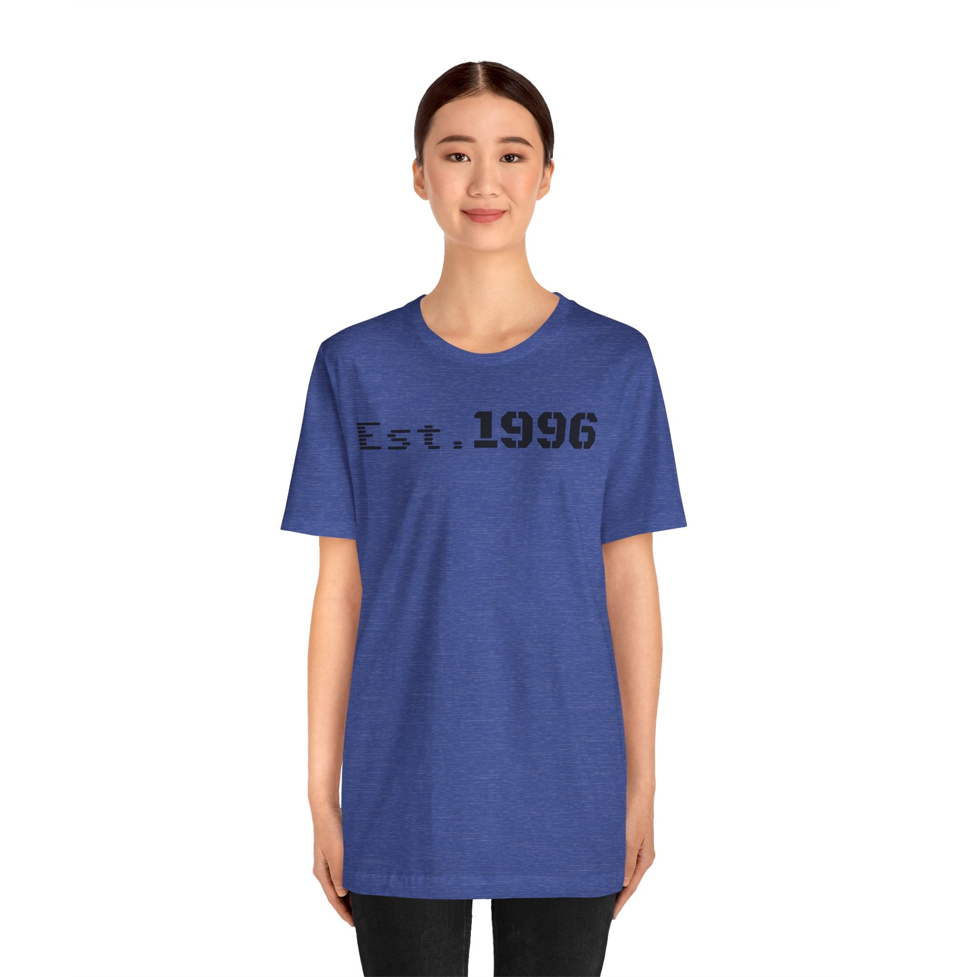 Unisex Jersey Tee - 'Est. 1996' Graphic Shirt, Birthday Gift, Casual Wear, Vintage Style, Retro Fashion, Gift for Him/Her - TRV