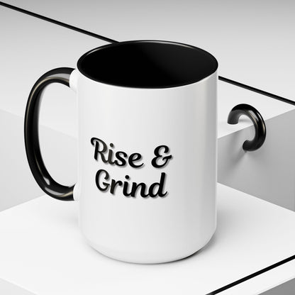 Rise & Grind Coffee Mug – Motivational Black Accent Mug for Daily Inspiration - TRV