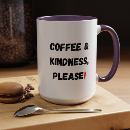Coffee & Kindness Mug - Inspirational Coffee Cup, Gift for Friends, Office Decor, Encouragement, Morning Motivation