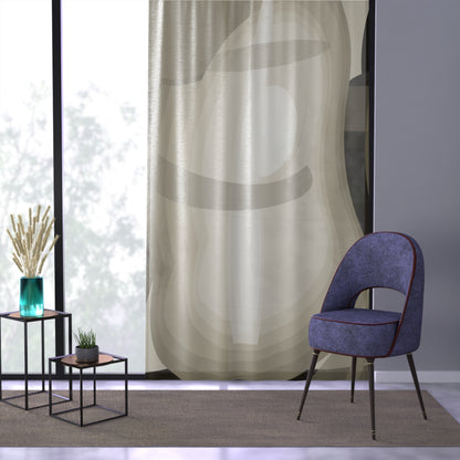 Abstract neutral swirl window curtain featuring a modern geometric sheer panel for stylish home decor.