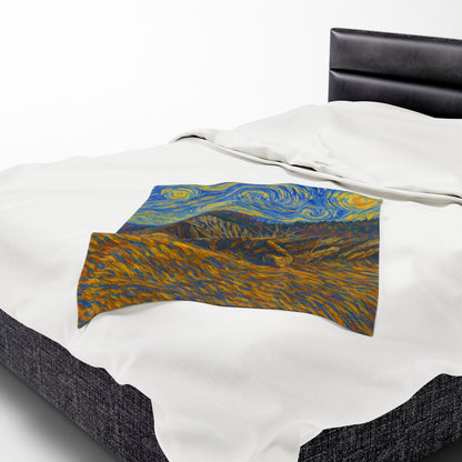 Starry Night Velveteen Plush Blanket, Cozy Throw Blanket for Home Decor, Gift for Art Lovers, Perfect for Christmas or Home Warmth - TRV