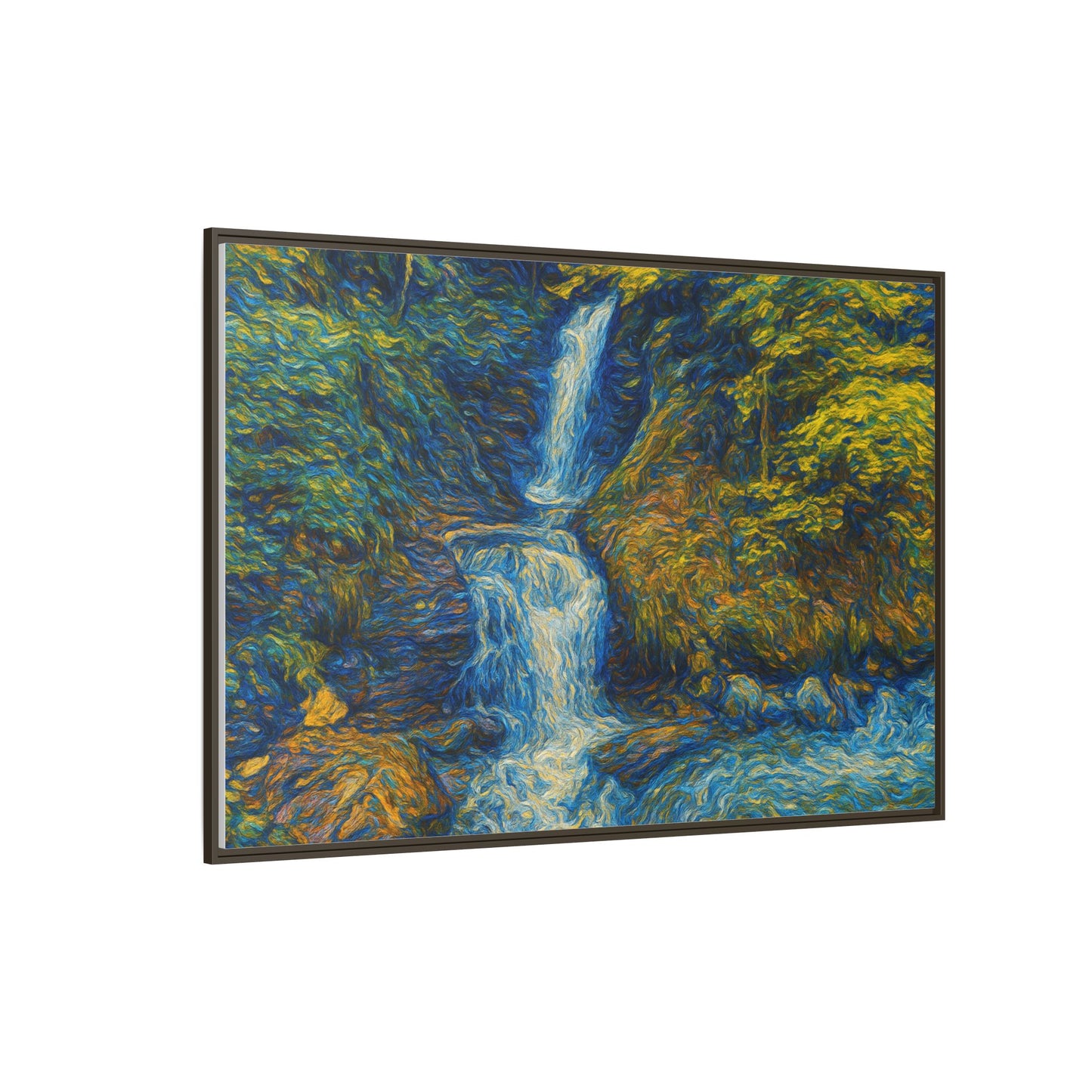 Framed Canvas Art, Majestic Van Gogh Style Waterfall Landscape Wall Decor, Nature Lover Gift, Home Office Artwork, Living Room Decoration - TRV