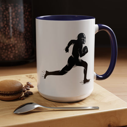 Football Player Themed Accent Coffee Mug, Sports Fan Gift, Unique Mug for Athletes, Coffee Lover, Game Day Essential - TRV