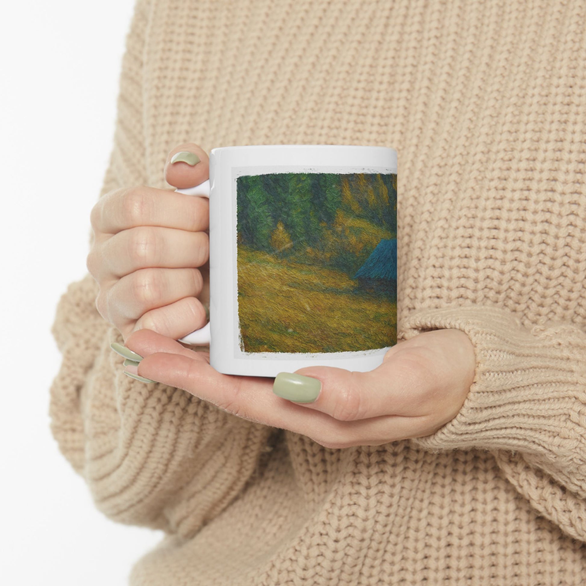 Rustic Cabin Ceramic Mug - Cozy Coffee Cup, Handmade Gift for Nature Lovers, Perfect for Home or Office, Great for Christmas, [...] - TRV
