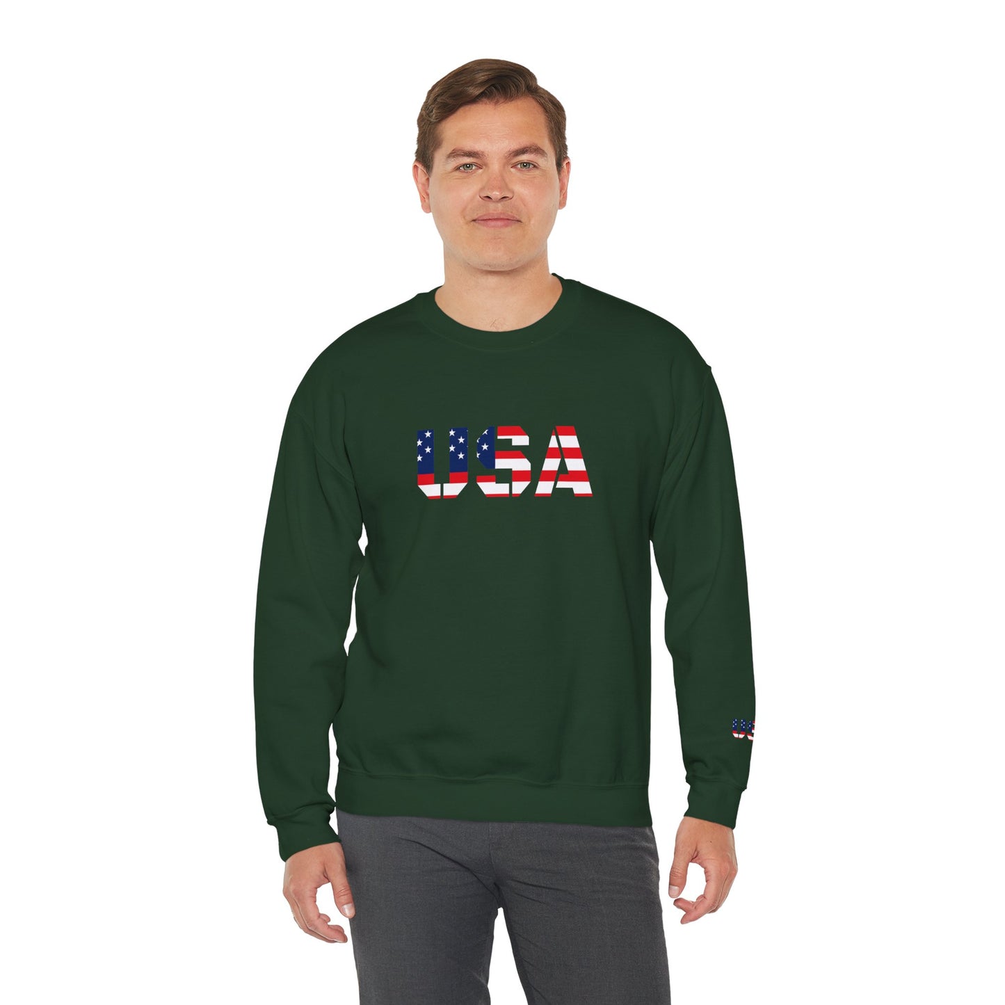 USA Flag Unisex Crewneck Sweatshirt, Cozy Apparel, Casual Wear, Independence Day Gift, Americana Style