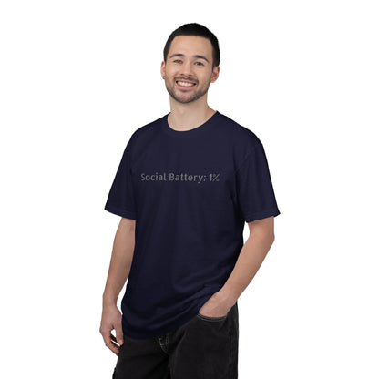 Social Battery 1% T-shirt | Introvert Funny Text Tee