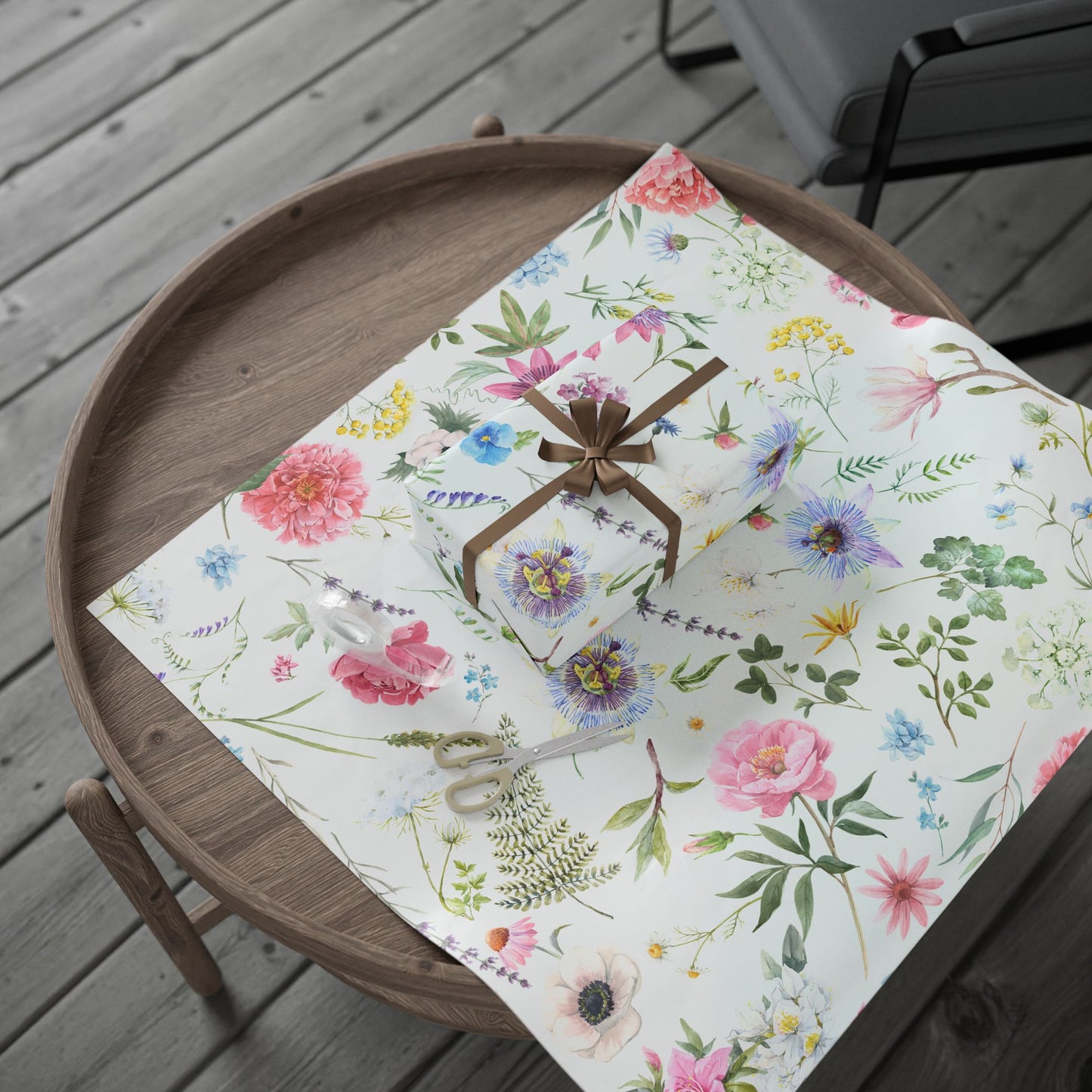 Floral Peony Wrapping Paper Roll — Watercolor Garden Gift Wrap for Mother's Day & Spring Celebrations