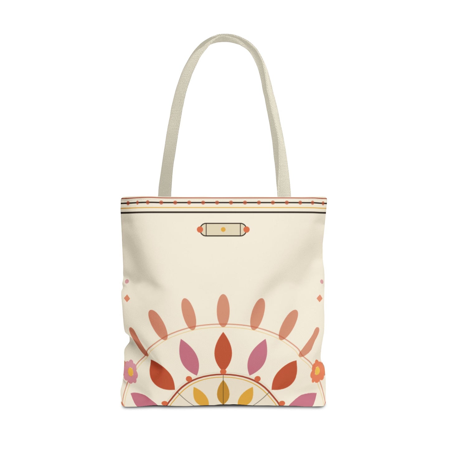 Boho Floral Mandala Tote Bag | Pastel Sunburst Pattern