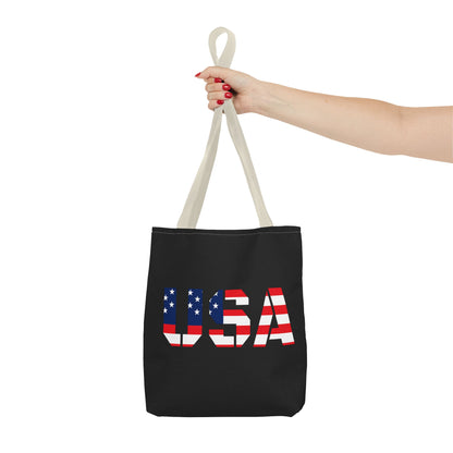Patriotic USA Print Tote Bag, Reusable Shopping Bag, 4th of July Gift, Summer Carryall, American Flag Style - TRV
