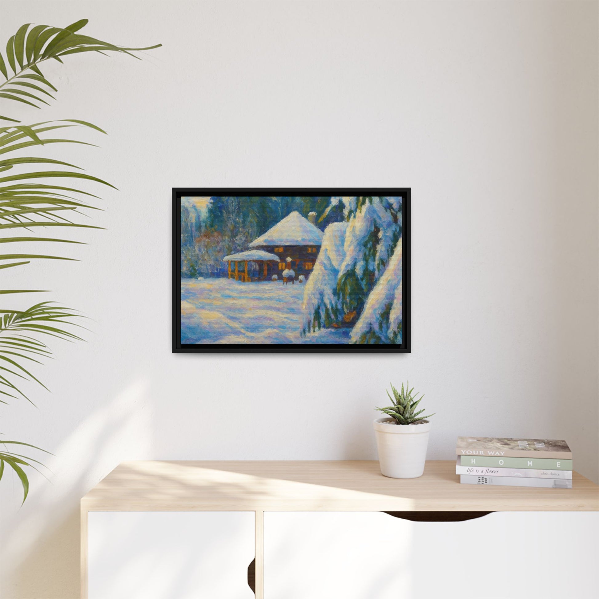 Canvas Art, Winter Scene Home Decor, Seasonal Gift for Art Lovers, Holidays Wall Art, Framed Painting, Matte Print - TRV