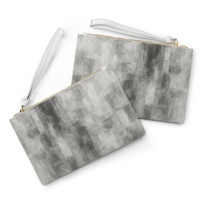 Chic Grey Abstract Clutch Bag - Stylish Evening Purse, Everyday Organizer, Minimalist Accessory, Wedding Clutch, Fashion Statement - TRV