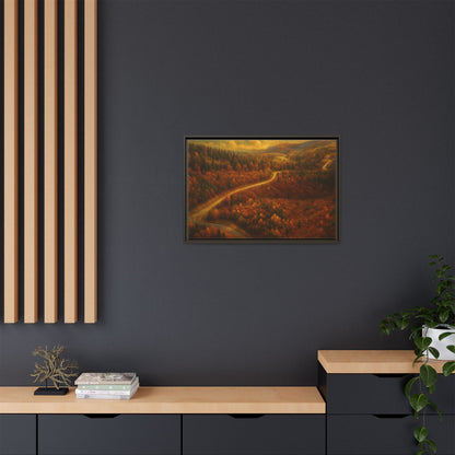 Autumn Landscape Framed Canvas Art, Cozy Home Decor, Warm Fall Vibes, Gift for Nature Lovers, Perfect for Thanksgiving - TRV