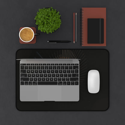 Golden Starburst Desk Mat | Celestial Radiant Light Mousepad - TRV