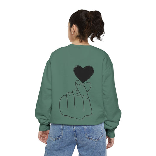 Unisex Garment-Dyed Sweatshirt with Heart Design - Cozy & Stylish