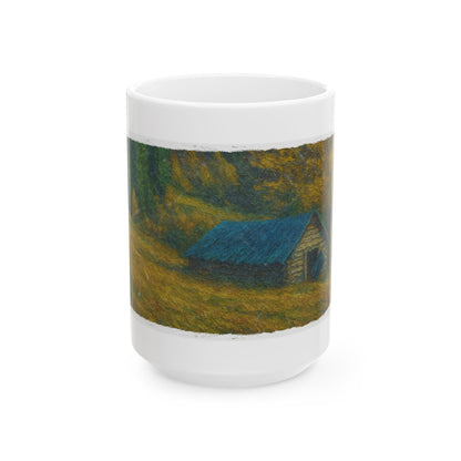 Rustic Cabin Ceramic Mug - Cozy Coffee Cup, Handmade Gift for Nature Lovers, Perfect for Home or Office, Great for Christmas, [...] - TRV