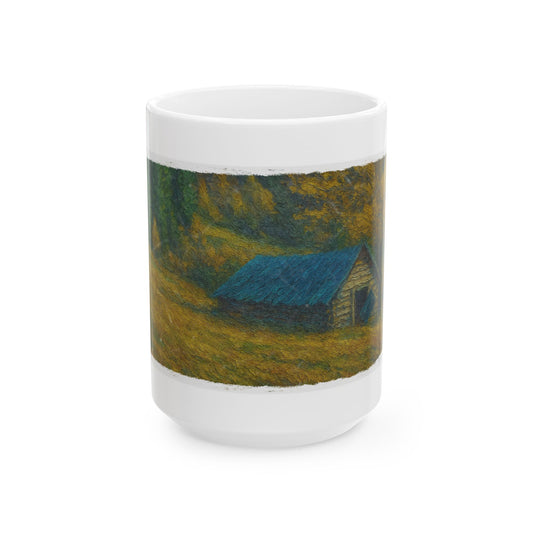 Rustic Cabin Ceramic Mug - Cozy Coffee Cup, Handmade Gift for Nature Lovers, Perfect for Home or Office, Great for Christmas, [...] - TRV