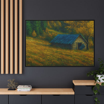 Framed Matte Canvas Print, Rustic Artwork, Farmhouse Decor, Nature Wall Art, Gift for Home, Autumn Decor, Landscape Painting
