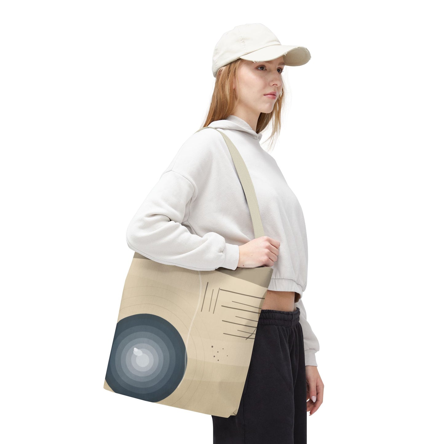 Abstract Neutral Waves Tote Bag | Geometric Circle Pattern