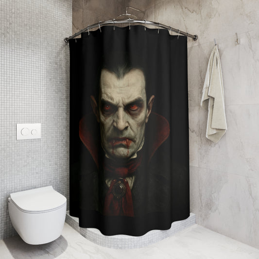 Vampire Portrait Shower Curtain — Gothic Horror Bathroom Decor