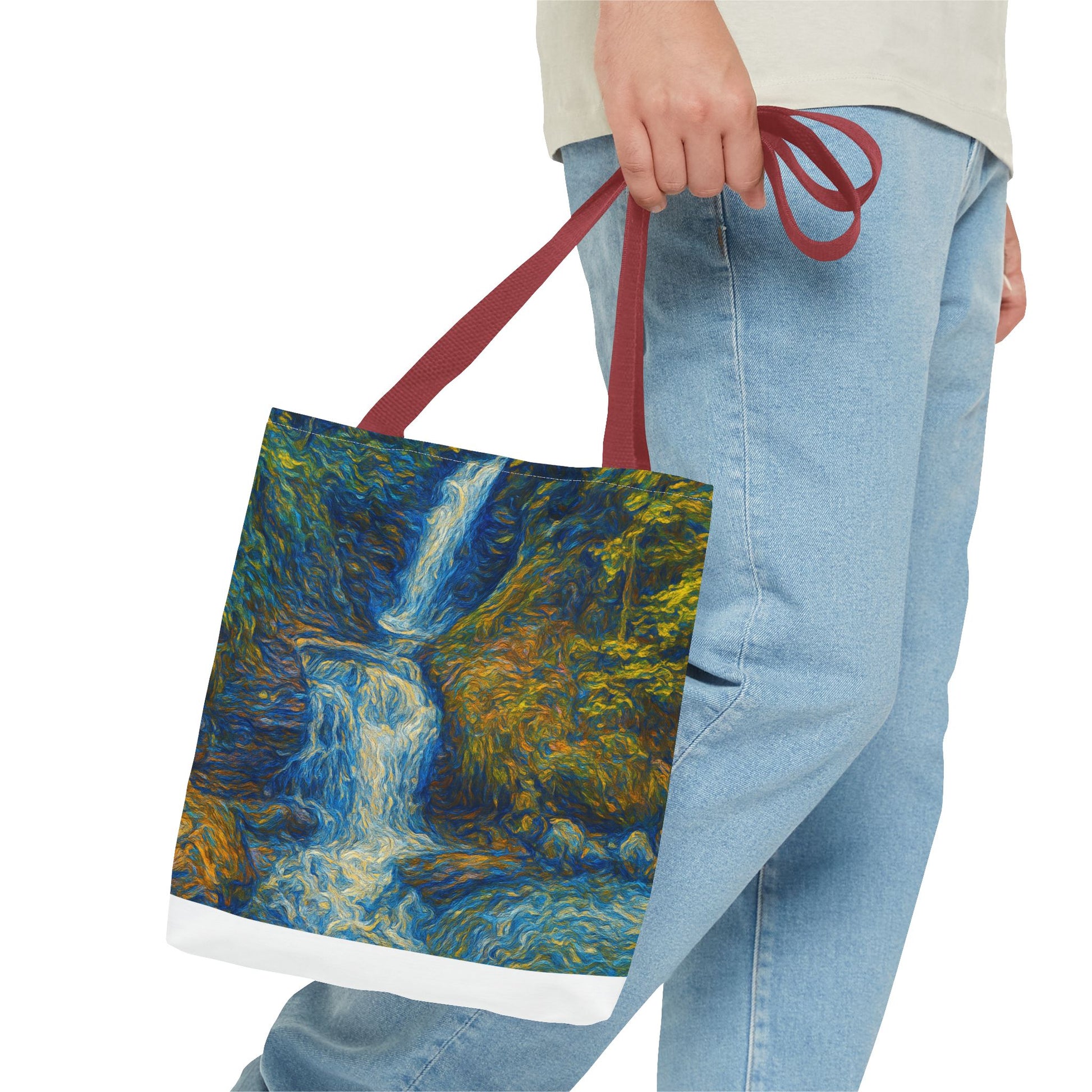 Nature-Inspired Tote Bag, Artistic Eco-Friendly Shopper, Waterfall Design, Reusable Market Bag, Gift for Nature Lovers - TRV