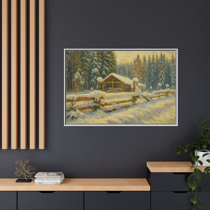 Winter Landscape Framed Canvas Art | Cozy Home Decor | Wall Art for Living Room, Bedroom, Holiday Gift, Rustic Vibes, Art Print - TRV