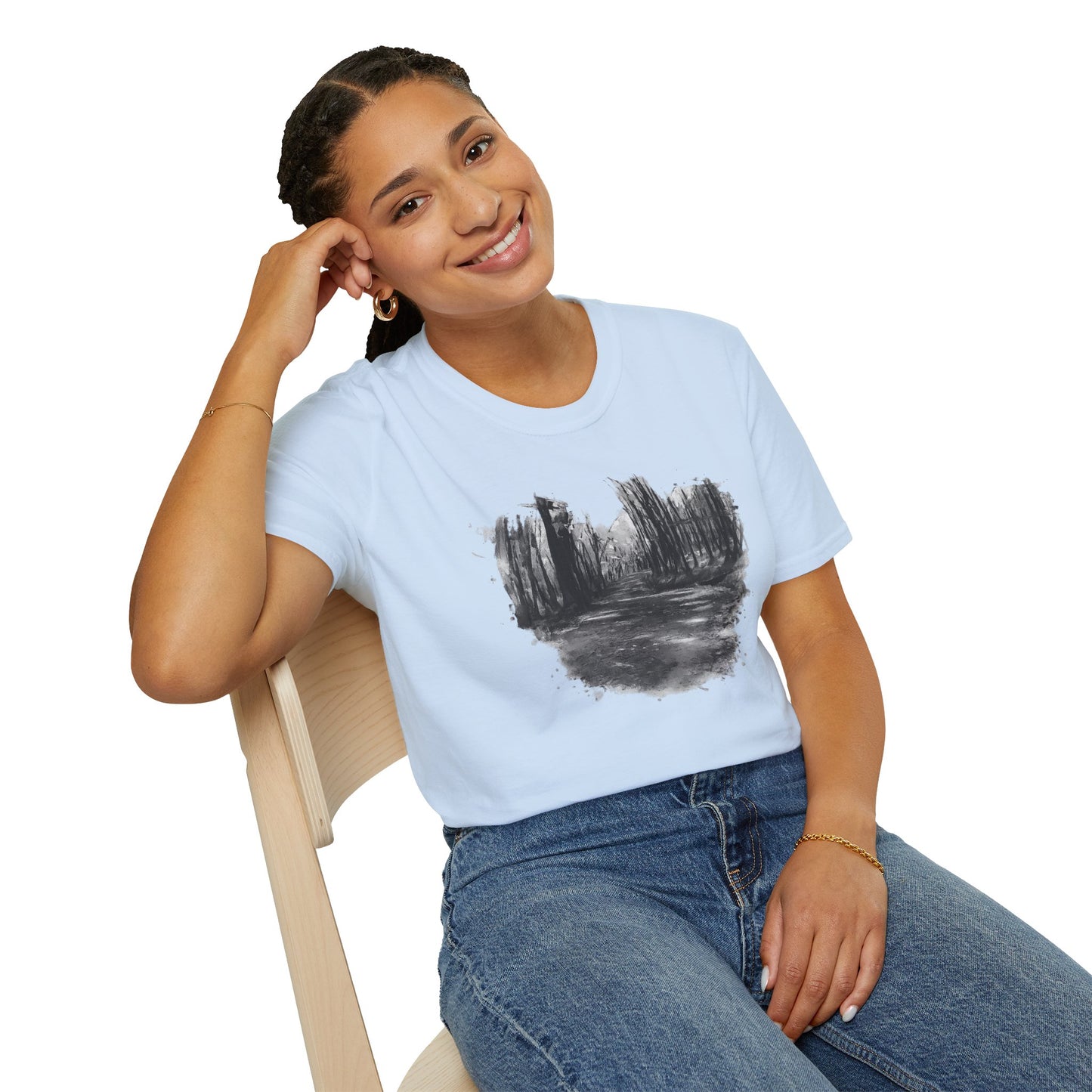 Minimalist Nature-Inspired Unisex Softstyle T-Shirt, Casual Wear, Everyday Style, Gift for Nature Lovers, Eco-Friendly Fashion