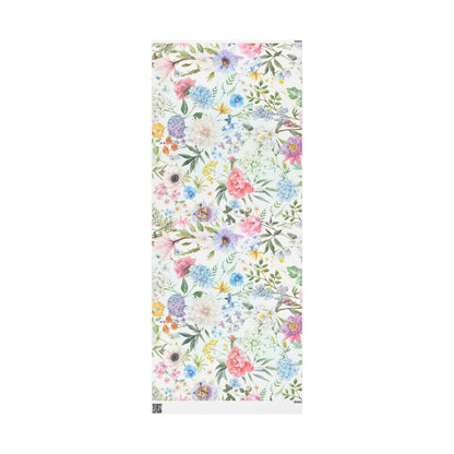 Floral Watercolor Wrapping Paper Roll — Pastel Flowers Gift Wrap for Mother's Day & Spring