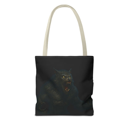 Fierce Werewolf Tote Bag, Halloween Accessories, Dark Art Tote, Animal Lover Gift, Geeky Shopping Bag - TRV